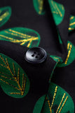 Dark Green Leaf Printed Notched Lapel Single-breasted Men's Formal Blazer
