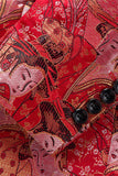 Red Floral One Button Fitted Notched Lapel Men's Formal Blazer