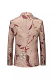 Rose Gold Single Breasted Notched Lapel Printed Men's Formal Blazer