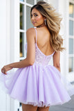Sparkly Lilac Corset Tulle A Line Short Cocktail Dress