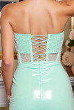 Sparkly Light Green Corset Bodycon Mini Cocktail with Beading