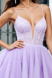 Sparkly Lilac Corset A Line Short Cocktail Dress with Beading