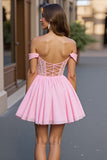 Sparkly Pink A Line Corset Beaded Short Cocktail Dress