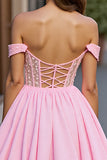 Sparkly Pink A Line Corset Beaded Short Cocktail Dress