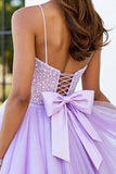 Lilac Corset A Line Short Cocktail Dress with Appliques