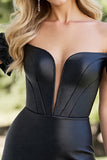 Black A Line Corset Ruffled Mini Cocktail Dress