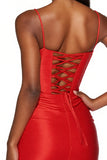 Orange Bodycon Corset Satin Mini Cocktail Dress