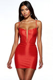 Orange Satin Corset Bodycon Mini Cocktail Dress