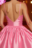 Pink Satin A Line Corset Short Cocktail Dress