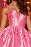 Pink Satin A Line Corset Short Cocktail Dress