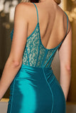 Sparkly Peacock Green Corset Beaded Short Cocktail Dress