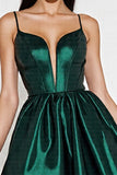 Dark Green Satin Corset A Line Short Cocktail Dress