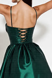 Dark Green Satin Corset A Line Short Cocktail Dress
