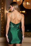 Sparkly Dark Green Bodycon Beaded Corset Short Cocktail Dress