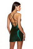 Dark Green A Line Corset Satin Mini Cocktail Dress