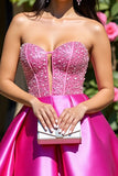 Sparkly Fuchsia Corset Sweetheart A Line Short Cocktail Dress