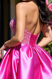Sparkly Fuchsia Corset Sweetheart A Line Short Cocktail Dress