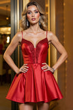 Sparkly Red A Line Short Cocktail Dress with Beading