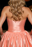 Orange A Line Satin Sweetheart Mini Cocktail Dress
