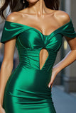 Dark Green Bodycon Off The Shoulder Mini Cocktail Dress