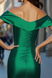 Dark Green Bodycon Off The Shoulder Mini Cocktail Dress