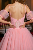 Cold Shoulder Pink A Line Homecoming Dress