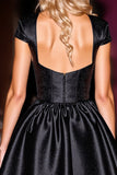 Black Corset A Line Short Homecoming Dress