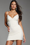 Ivory Corset Satin Bodycon Mini Cocktail Dress