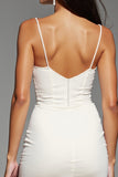 Ivory Corset Satin Bodycon Mini Cocktail Dress