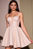 Sparkly Blush Corset Short A Line Cocktail Dress