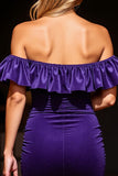 Dark Purple Bodycon Corset Ruffled Mini Cocktail Dress