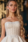 Ivory A Line Satin Strapless Corset Short Homecoming Dress