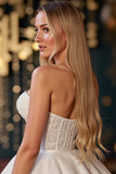 Ivory A Line Satin Strapless Corset Short Homecoming Dress