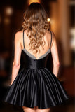 Sparkly Black A Line Corset Beaded Short Cocktail Dress