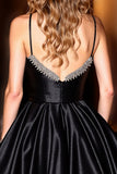 Sparkly Black A Line Corset Beaded Short Cocktail Dress
