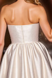 Ivory Satin A Line Corset Strapless Short Cocktail Dress