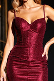 Sparkly Burgundy Bodycon Corset Short Cocktail Dress