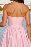 Pink Corset A Line Sweetheart Short Cocktail Dress