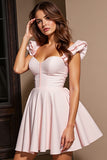 Light Pink Corset Simple A Line Short Cocktail Dress