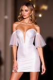 White Off The Shoulder Bodycon Homecoming Dress
