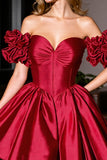 Burgundy Off The Shoulder Ruched A Line Homecoming Dress