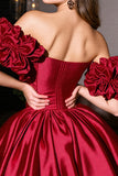 Burgundy Off The Shoulder Ruched A Line Homecoming Dress