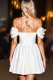 Off The Shoulder A Line White Homecoming Dress