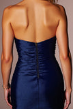 Navy Sweetheart Bodycon Pleated Homecoming Dress