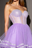 Lilac Corset A Line Beaded Homecoming Dress