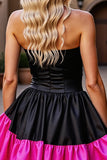 Black A Line Strapless Ruffled Homecoming Dress