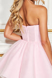 A Line Pink Sweetheart Mini Homecoming Dress