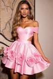 Corset Pink Cut Out Floral Short Cocktail Dress