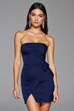 Bodycon Strapless Navy Homecoming Dress