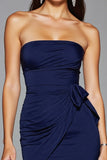 Bodycon Strapless Navy Homecoming Dress